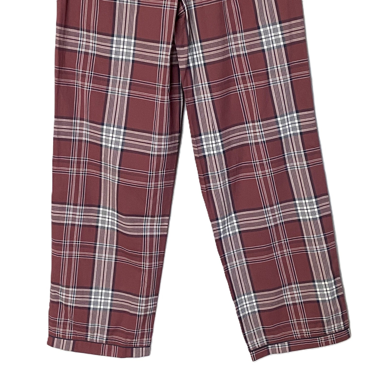 Ted Baker Sleep Pant Men's Small Woven Cotton Drawstring Pockets Red Plaid