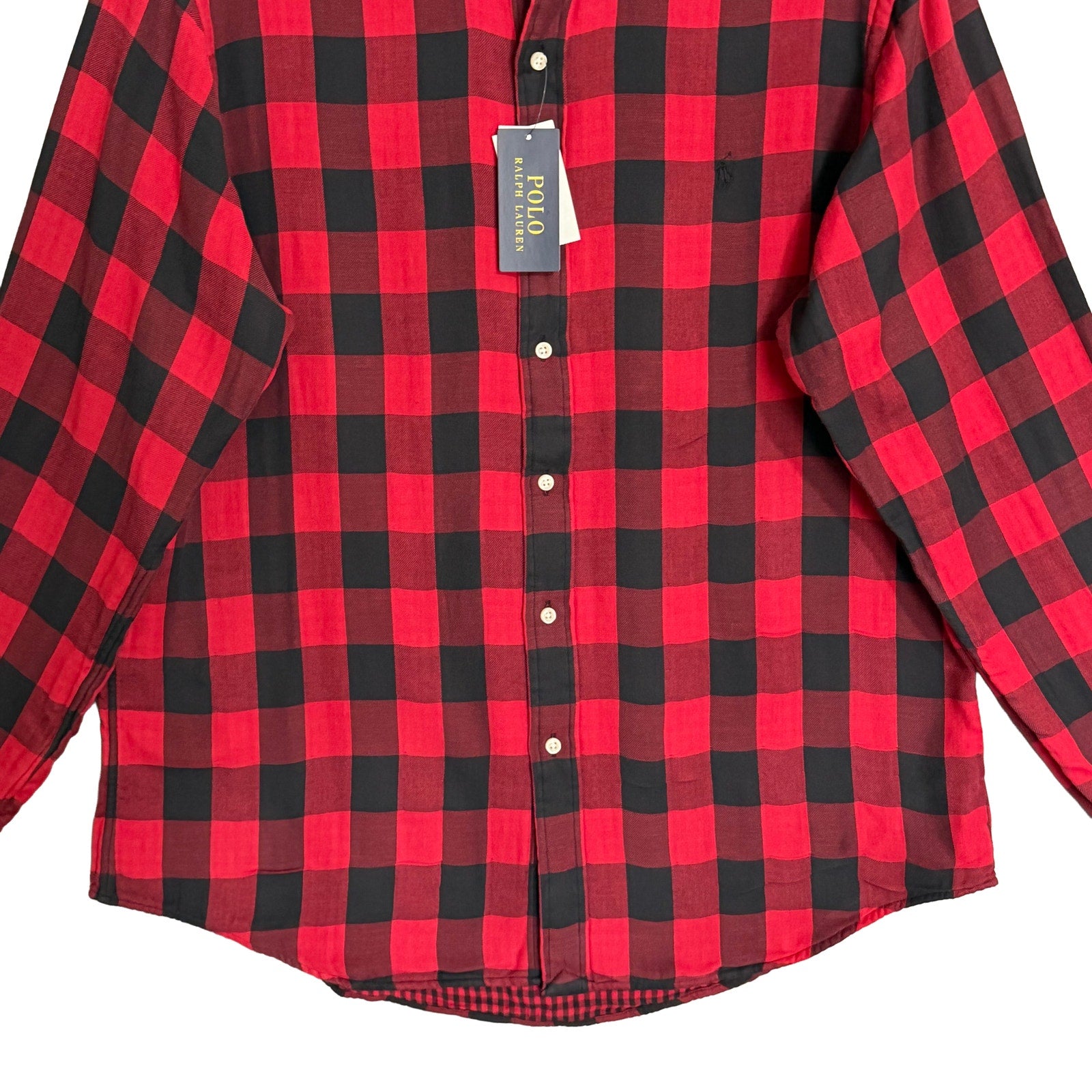 Polo Ralph Lauren Men's XL Classic Fit Cotton Flannel Shirt Red Black Check