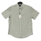 Quieti Casual Shirt Men's Large Short Sleeve Button-Down Cotton Green Check