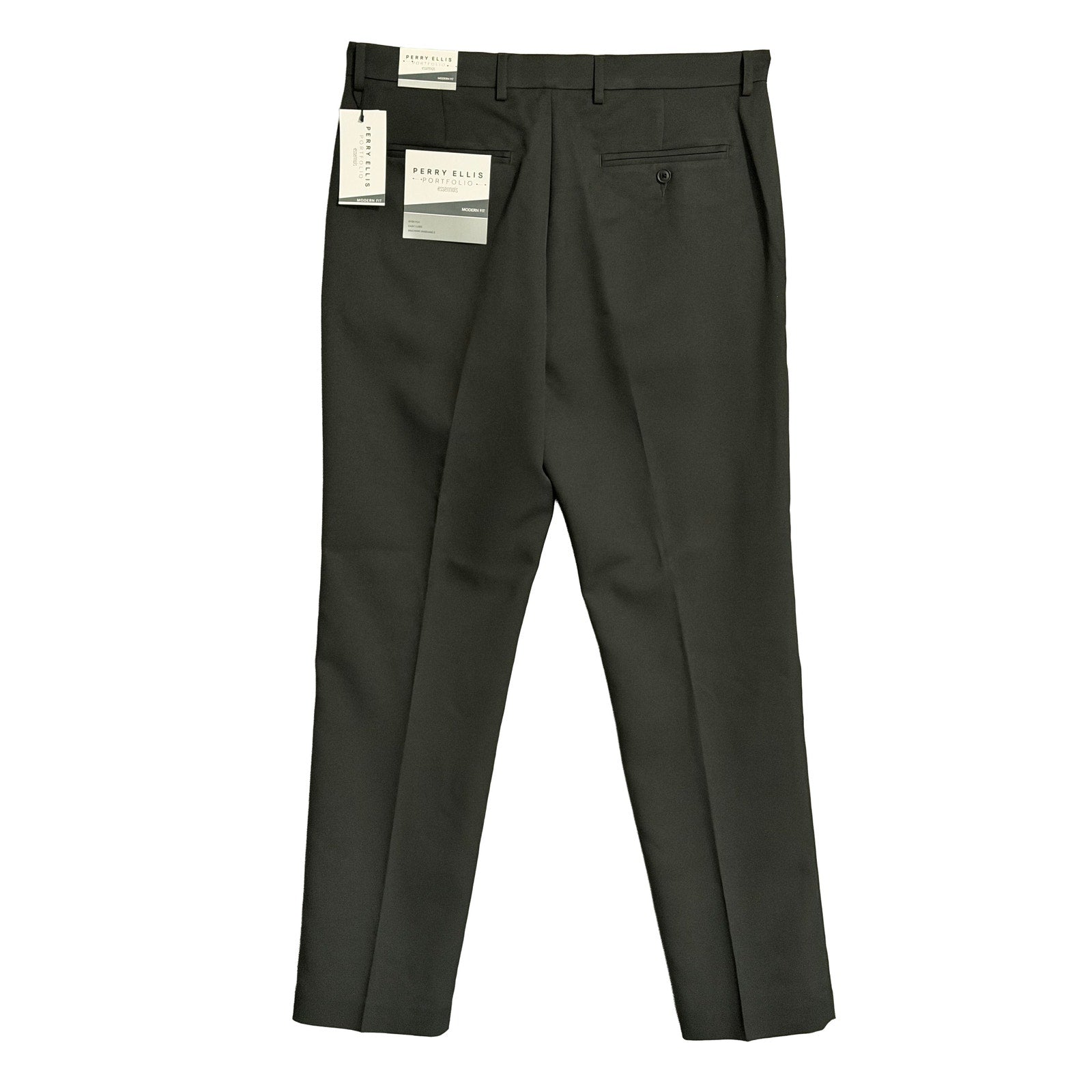 Perry Ellis Portfolio Pants Men's 32"x30" Dress Pants Modern Fit Charcoal
