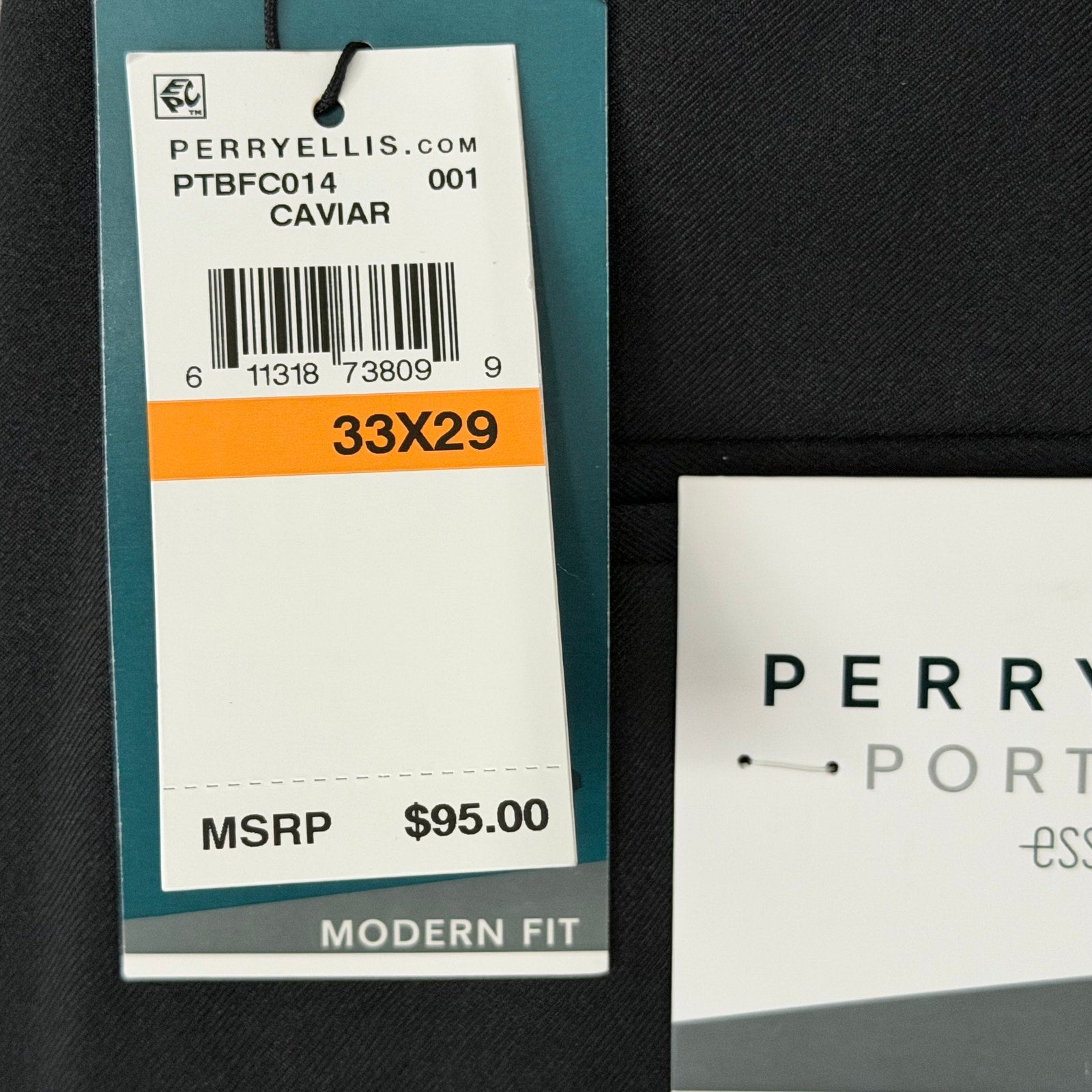 Perry Ellis Portfolio Pants Men's 33"x29" Dress Pants Modern Fit Caviar