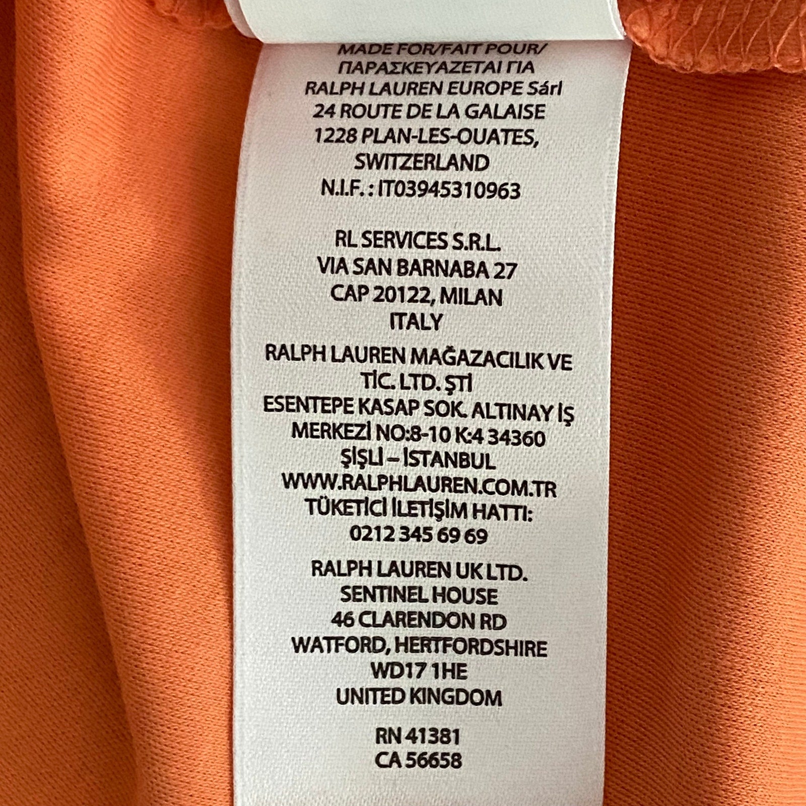 Polo Ralph Lauren Polo Shirt Classic Fit Short Sleeve Orange Men's Medium