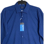 Nautica Dress Shirt Men's XL 17-17.5 34/35 Performance Slim Fit Blue Geo