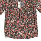 Rowm Men's Shirt Medium Casual Short Sleeve Pockets Pink Gray Floral UPF 30+
