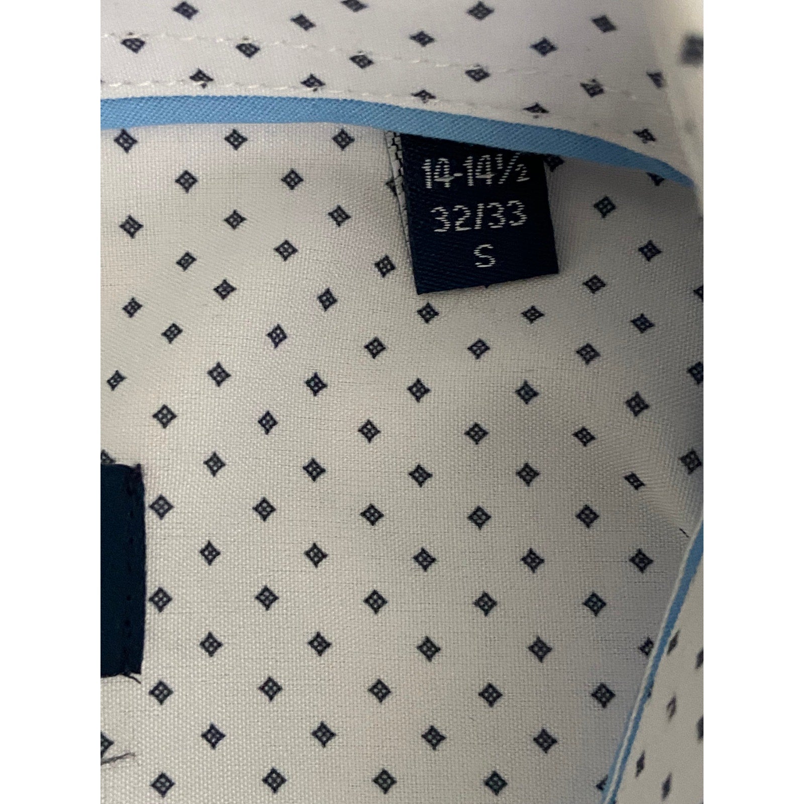 Nautica Dress Shirt Men's 14-14.5 32/33 Performance Slim Fit White Diamond