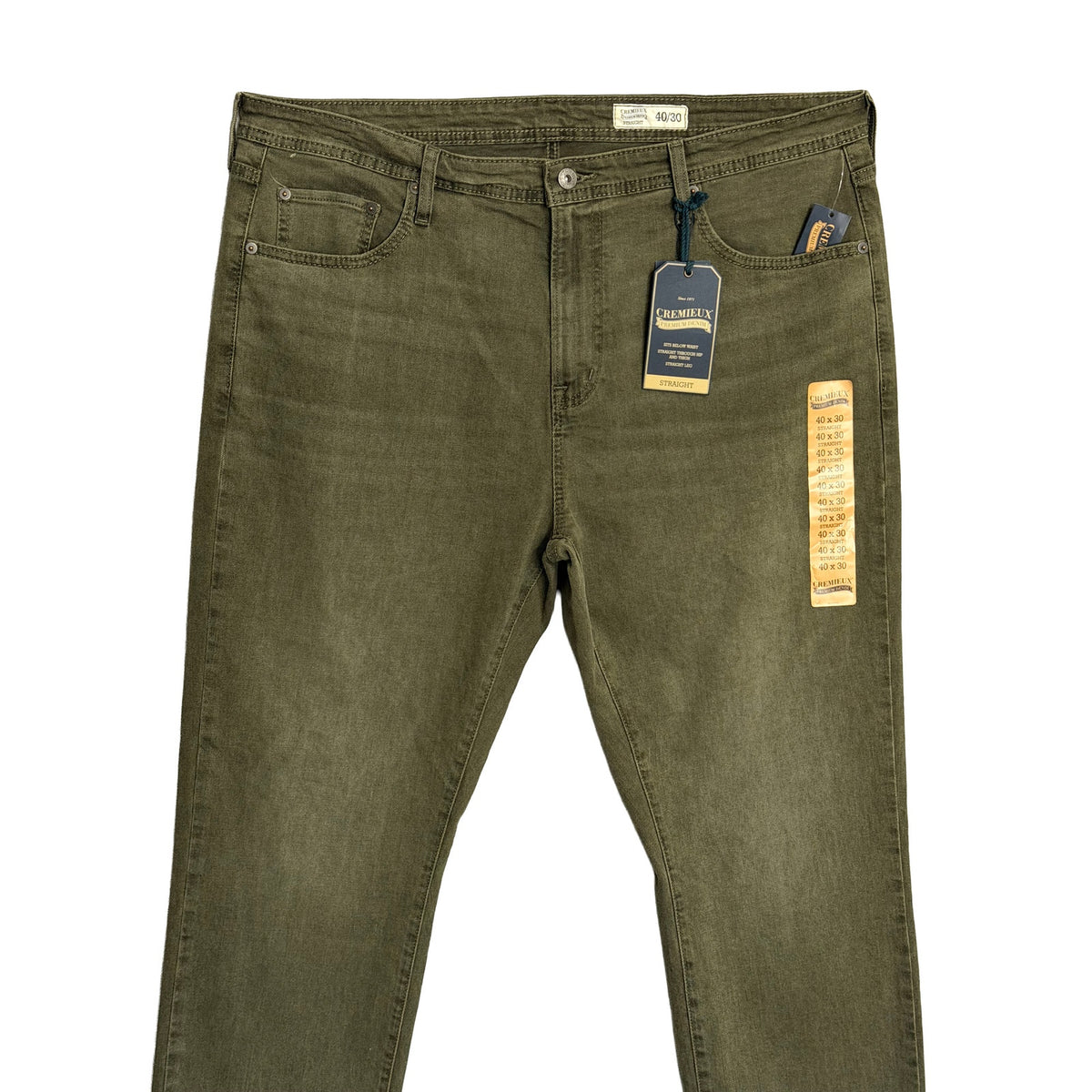 Daniel Cremieux Premium Denim Pants Men's 40"x30" Straight Fit Olive Green