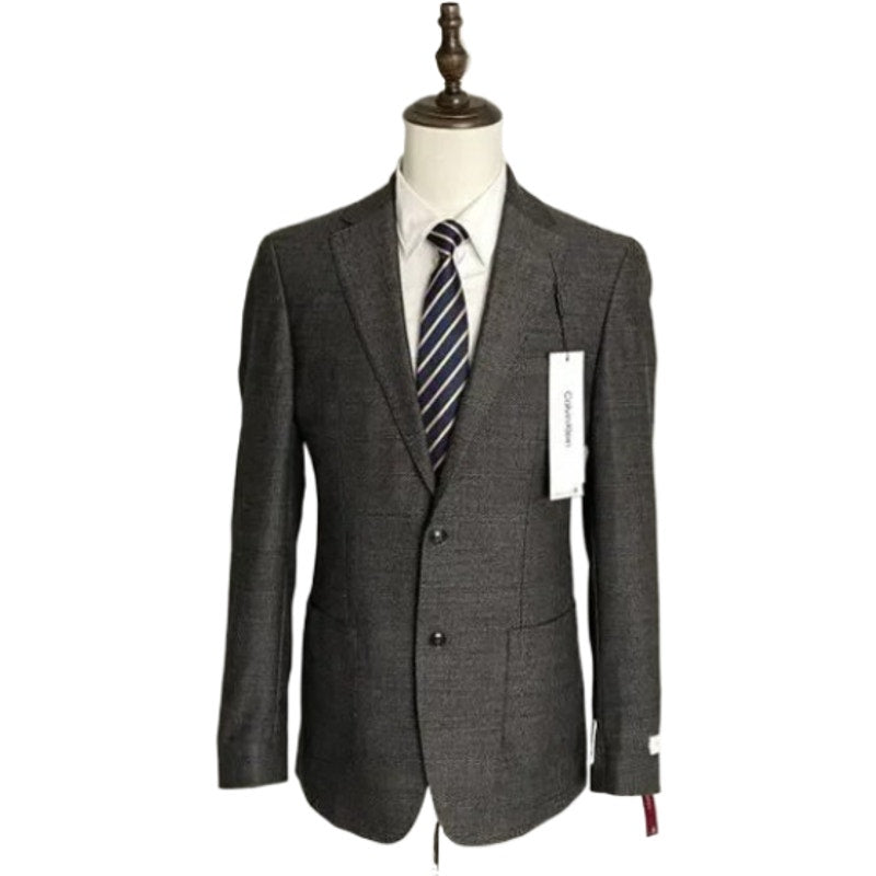 Calvin Klein Sport Coat Slim-Fit Wool Black/White Herringbone Men's 40 Long