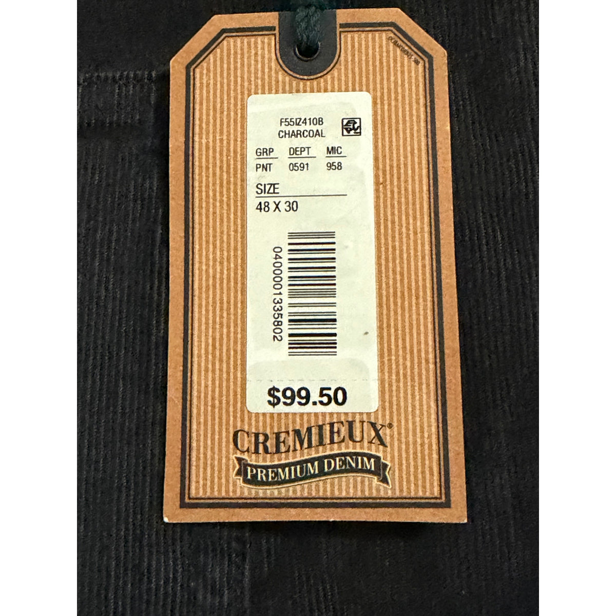 Daniel Cremieux Corduroy Pants Men's 48"x30" Straight Fit Stretch Charcoal