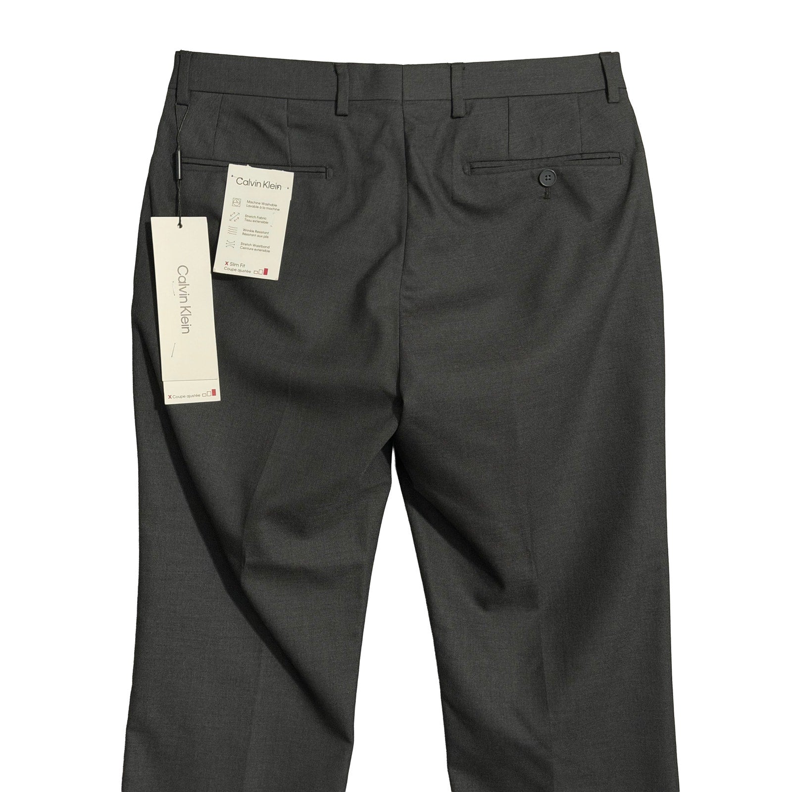 Calvin Klein Dress Pants Men's 32"x30" Slim Fit Flat Front Stretch Dark Gray