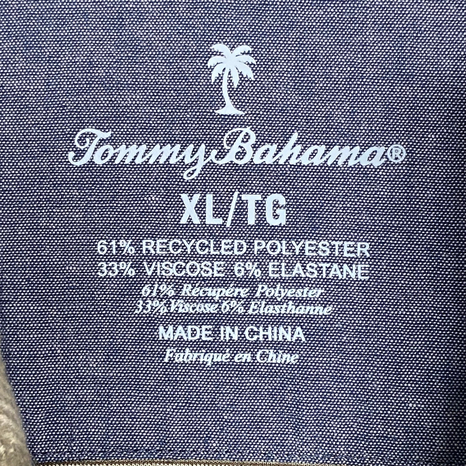 Tommy Bahama Flannel Shirt Men's XL "Fireside Palm Springs" Stretch Tea Leaf