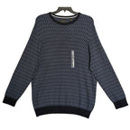 Perry Ellis Men's XLT Big & Tall Geometric Jacquard Crew Neck Sweater Indigo