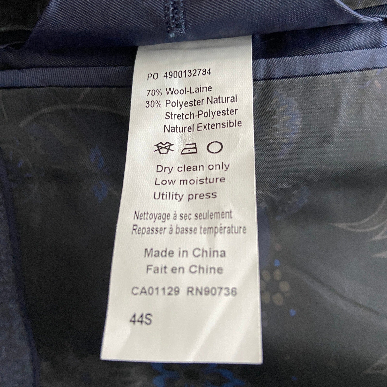 Tallia Men's 44 Short Venezia Blazer Navy/Brown Wool Blend Stretch