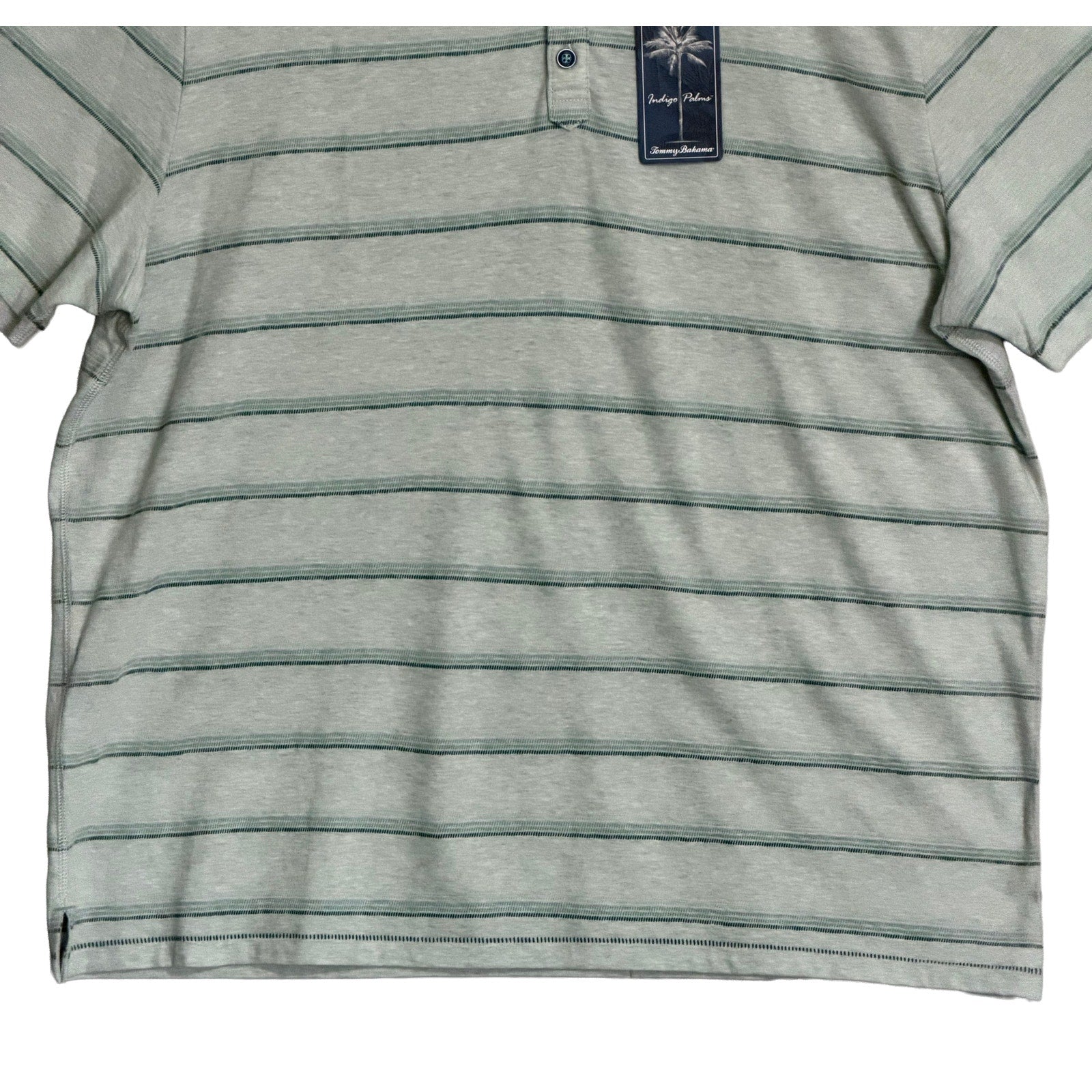 Tommy Bahama Henley Men's XXL Short Sleeve "Soleil Stripe Henley" Overcast