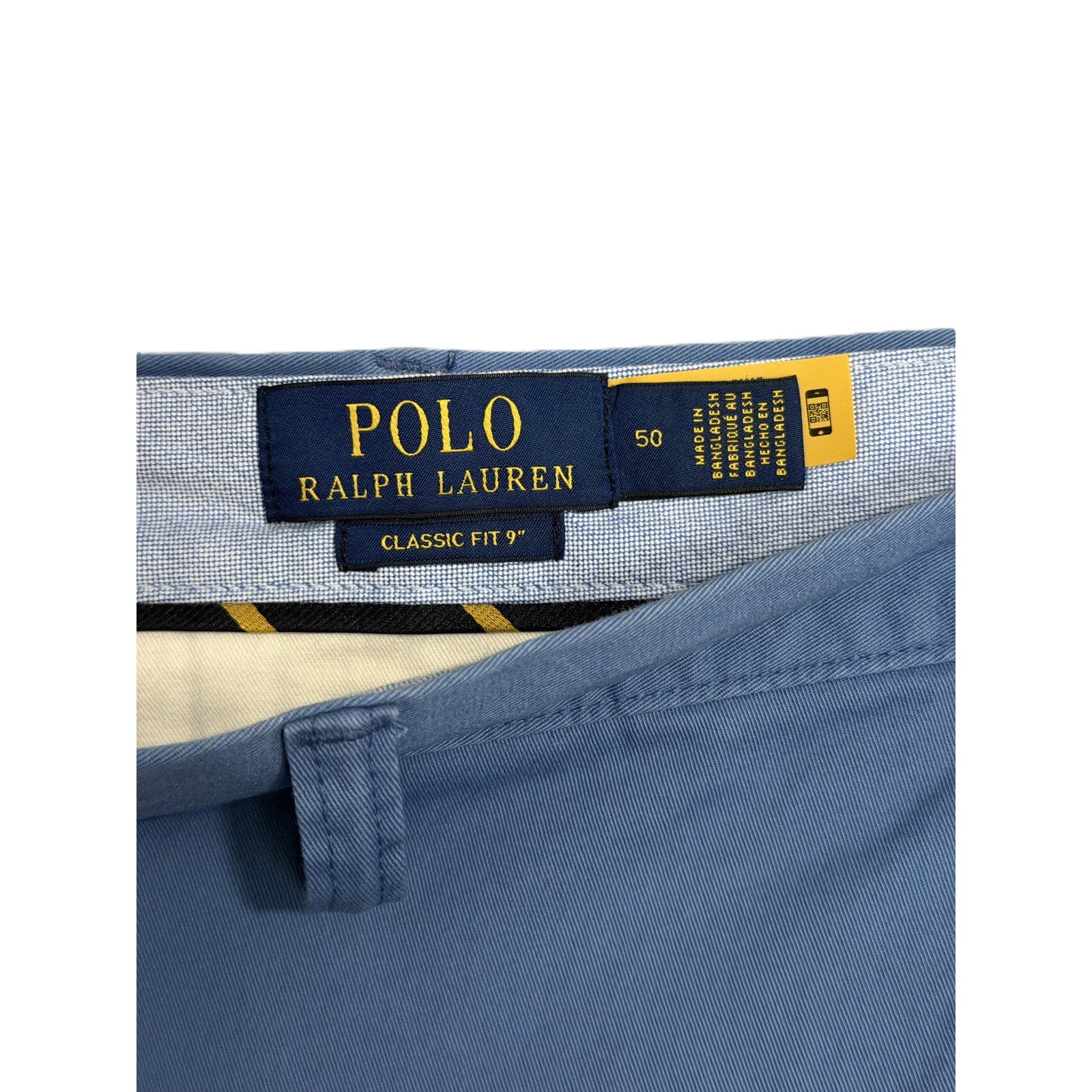 Polo Ralph Lauren Shorts Men's 50B 9" Big & Tall Stretch Chino Cotton Blue