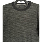 Perry Ellis Sweater Men's 2XLT Big & Tall Yarn Herringbone Crew Neck Black