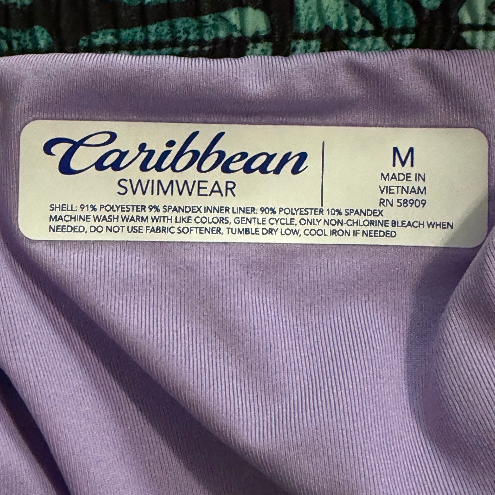 Caribbean Swim Trunks Men's Medium Elastic Drawstring Waist Pockets Lined