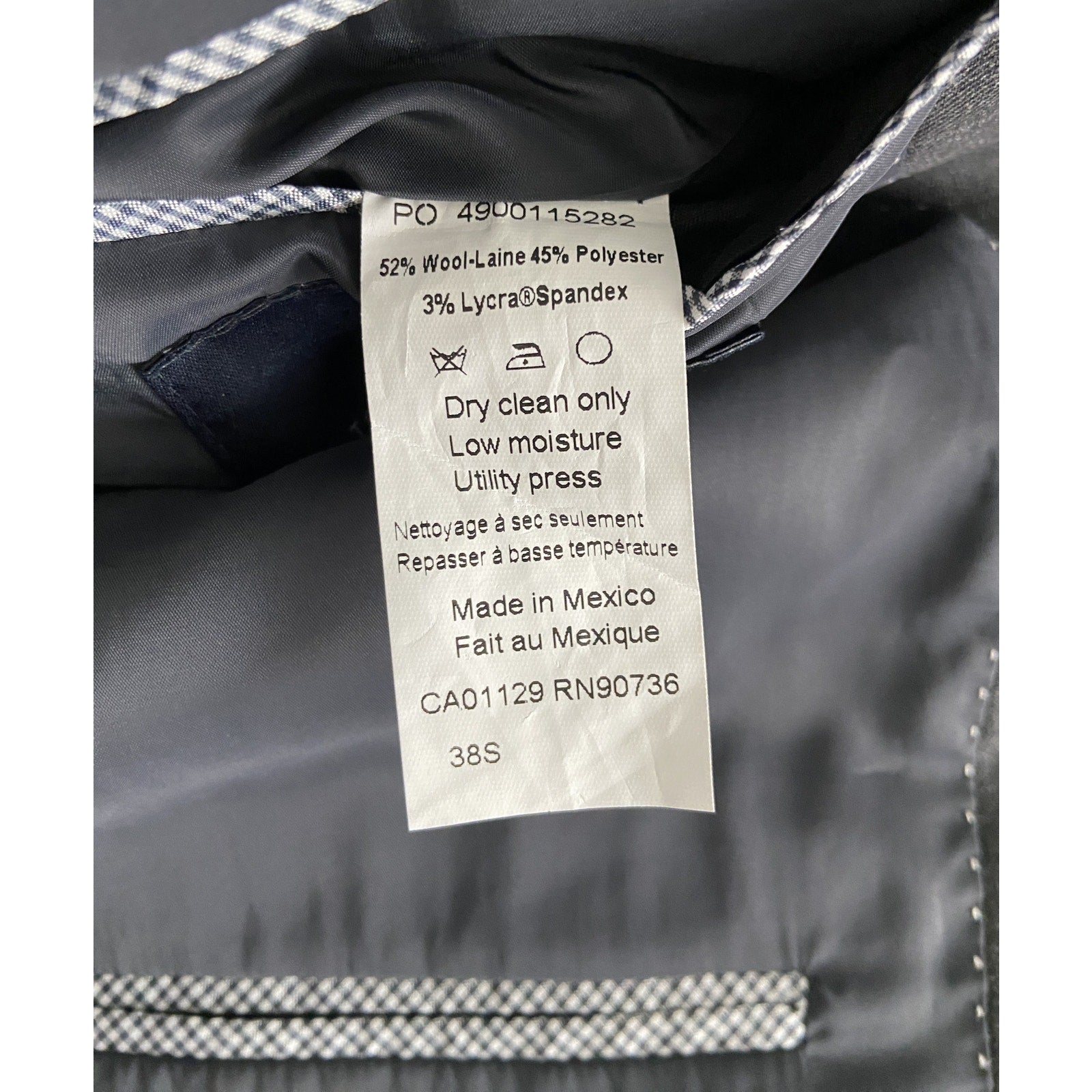 Tommy Hilfiger Suit Jacket Men's 38 Short Wool Blend Stretch Charcoal