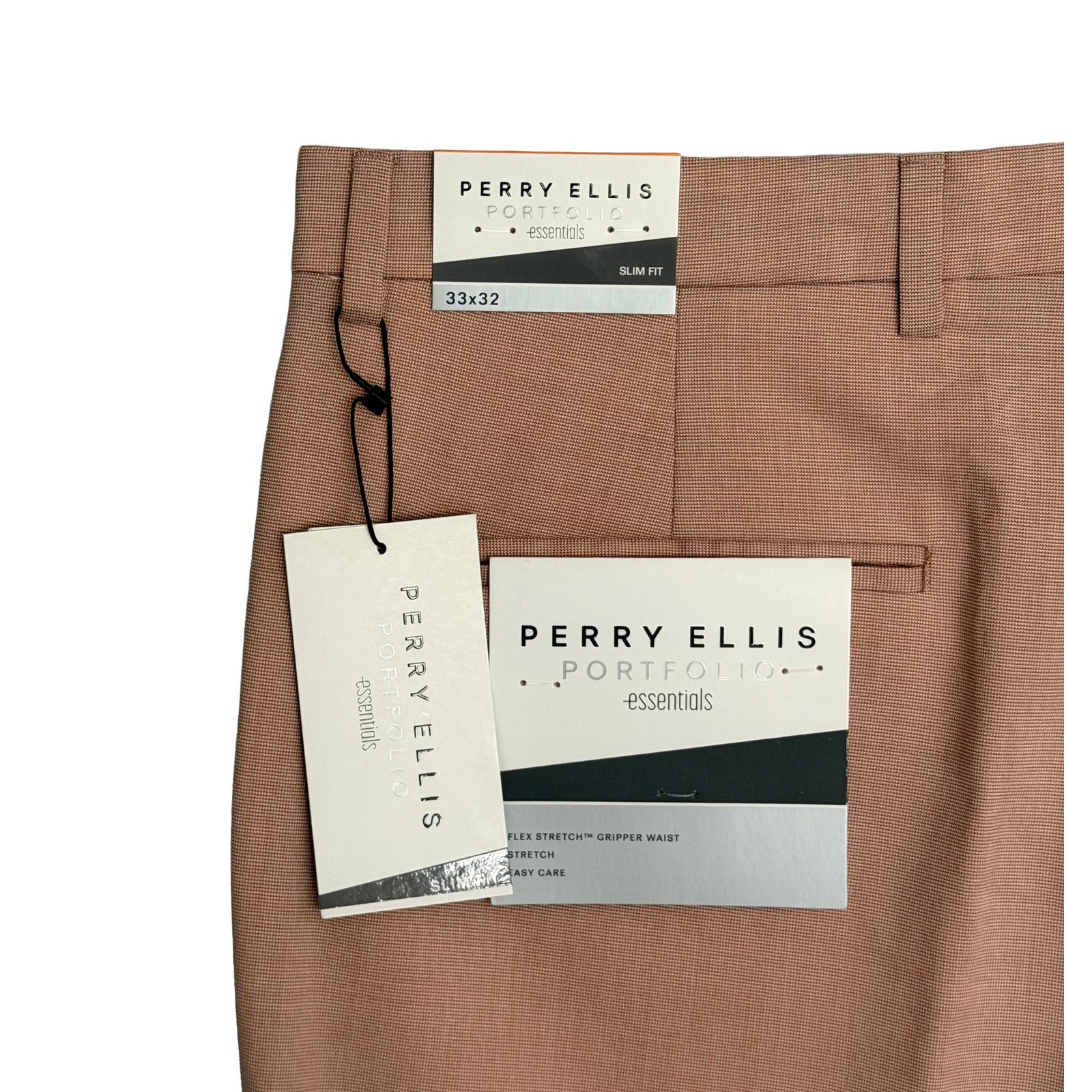 Perry Ellis Portfolio Pants Men's 33"x32" Slim Fit Dress Pant Stretch Salmon
