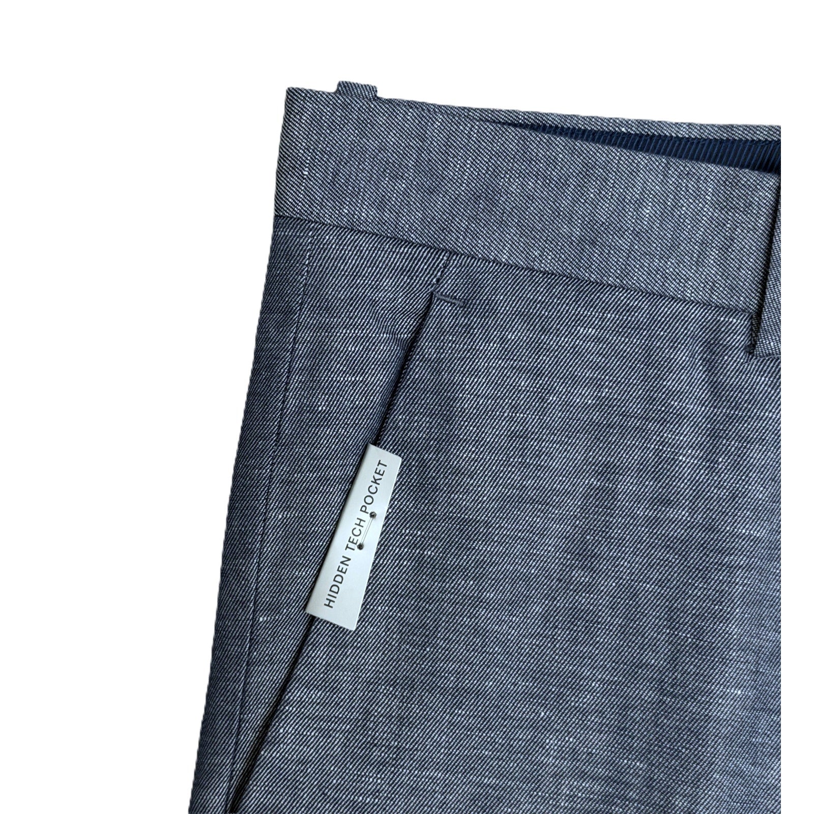 Perry Ellis Portfolio Pants Men's 38"x32" Modern Fit Linen Blend Blueprint