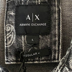 Armani Exchange Shirt Men's Large Regular Fit Short Sleeve Charcoal Paisley
