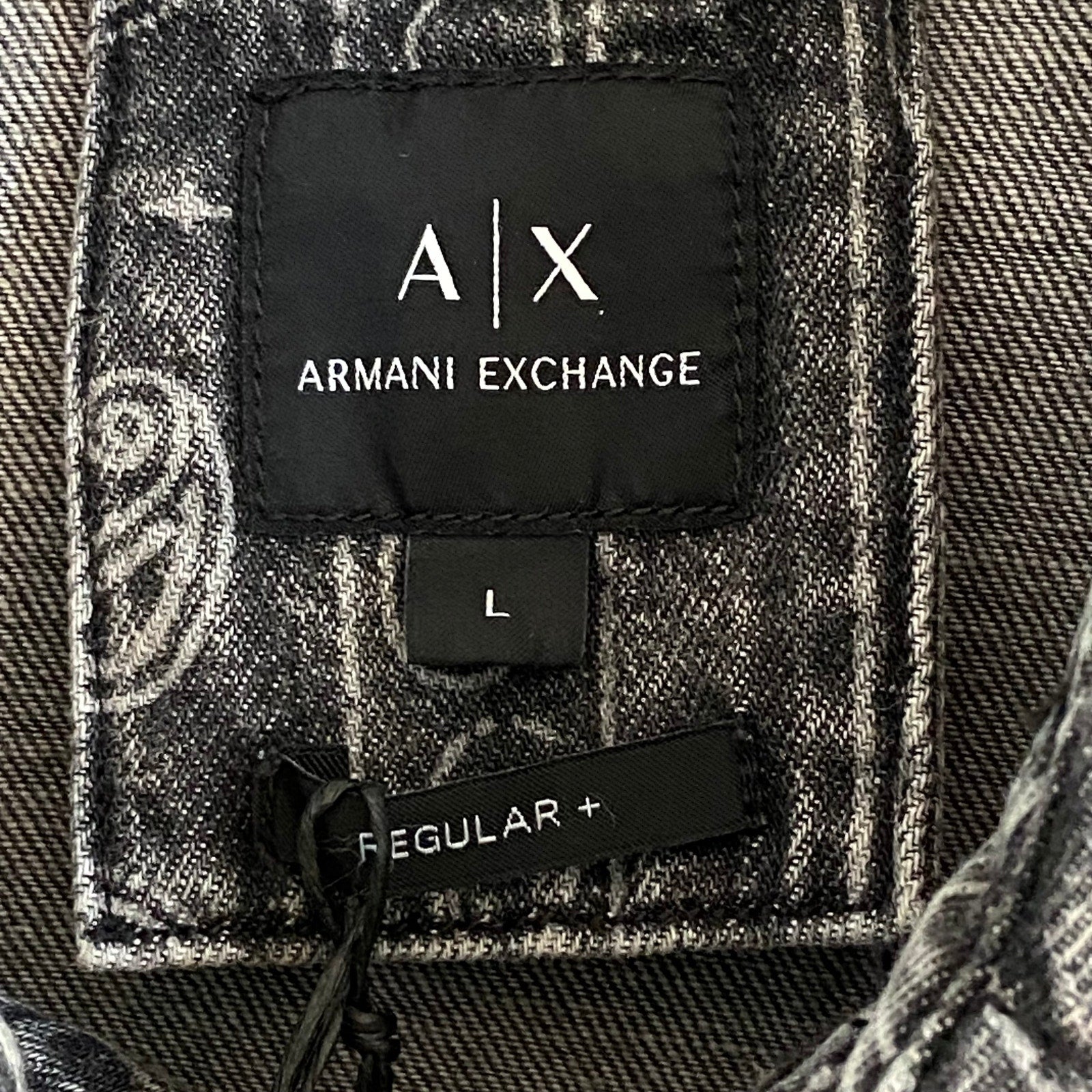 Armani Exchange Shirt Men's Large Regular Fit Short Sleeve Charcoal Paisley