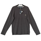 Psycho Bunny Henley T-Shirt Men's Medium Long Sleeve Chest Pocket Dark Gray