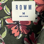 Rowm Men's Shirt Medium Casual Short Sleeve Pockets Pink Gray Floral UPF 30+