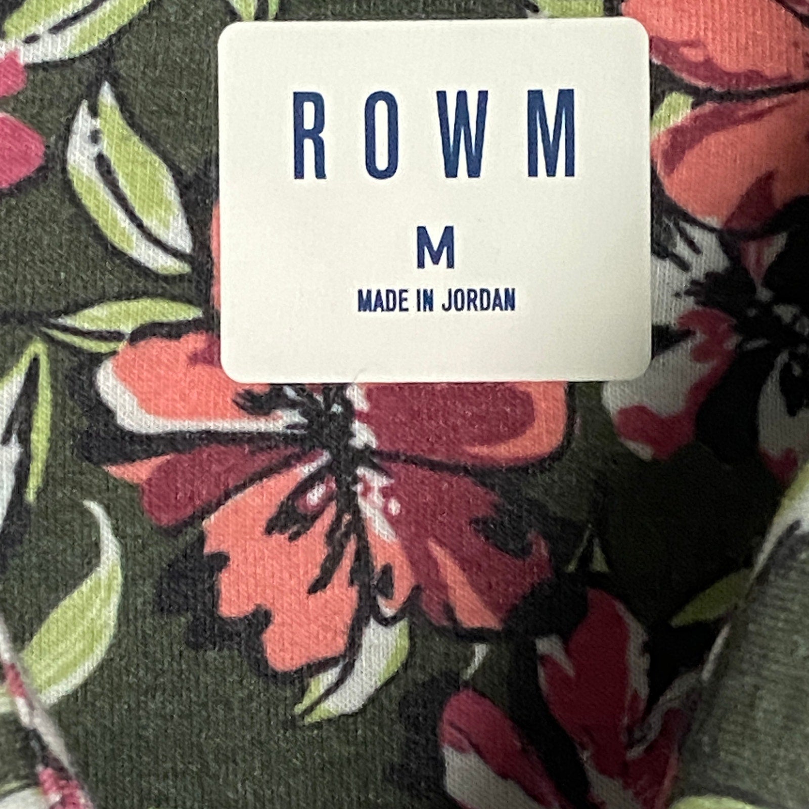 Rowm Men's Shirt Medium Casual Short Sleeve Pockets Pink Gray Floral UPF 30+