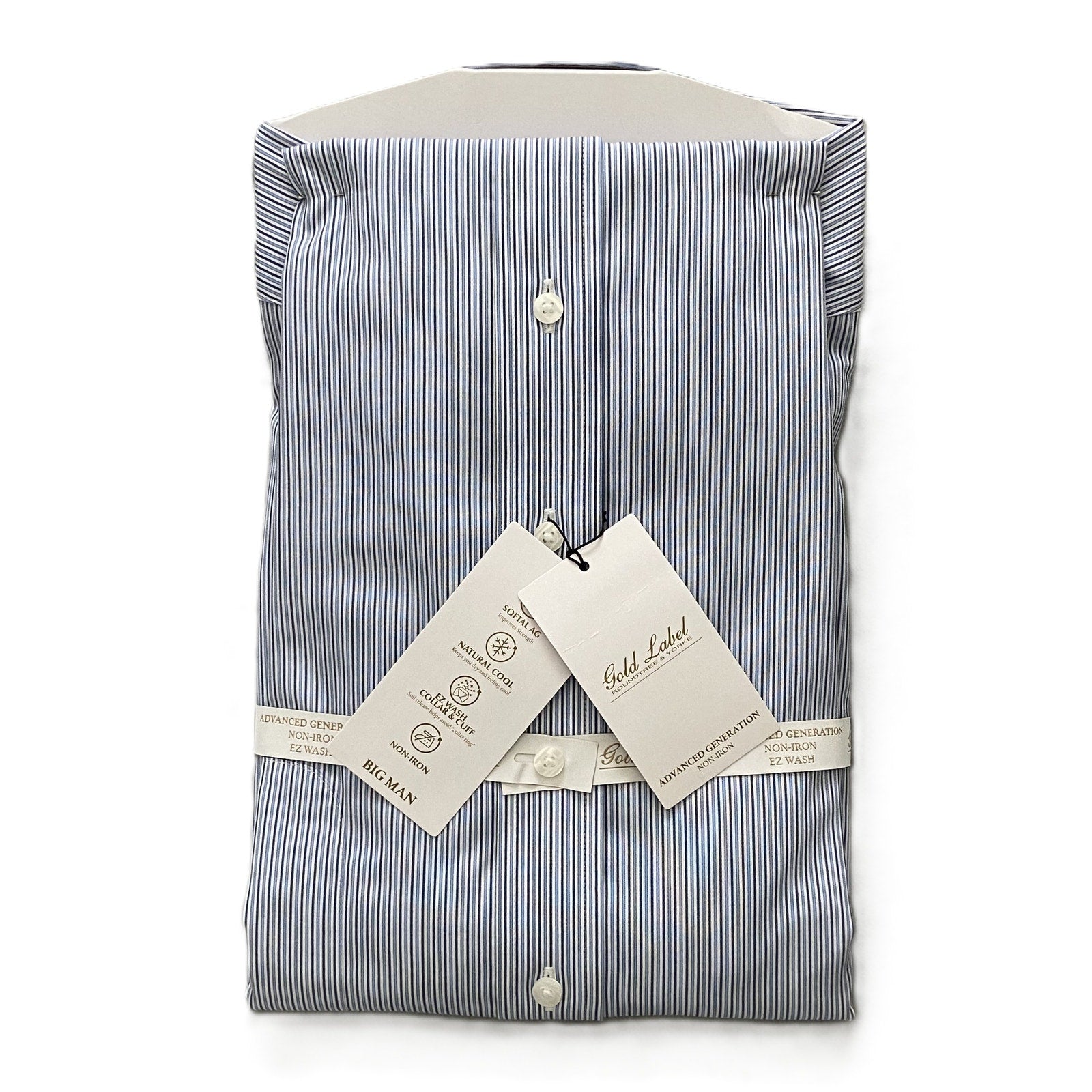 Roundtree & Yorke Shirt Big & Tall Men's 19 34/35 Blue Pinstripe Dress Shirt