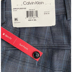 Calvin Klein Suit Pant Men's 30"x30" Slim Fit Stretch Grey & Blue Plaid