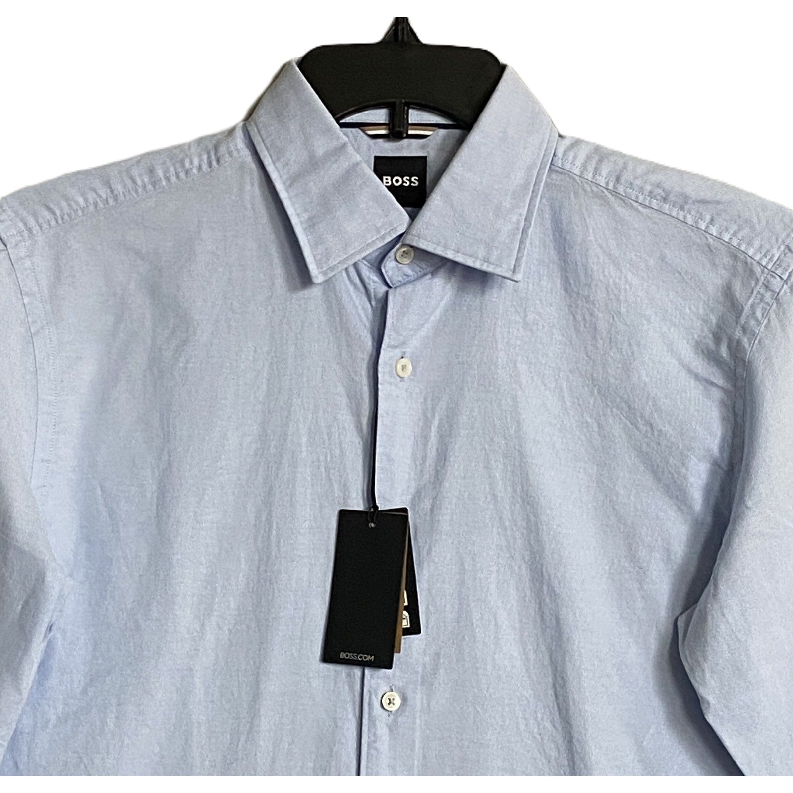 Boss Dress Shirt Men's Medium 15.5 32/33 Sharp Fit Long Sleeve Cotton Blue