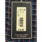 Roundtree & Yorke Men's Weekend Oxford Shirt 3XB Big & Tall Dk Blue Gingham NWT