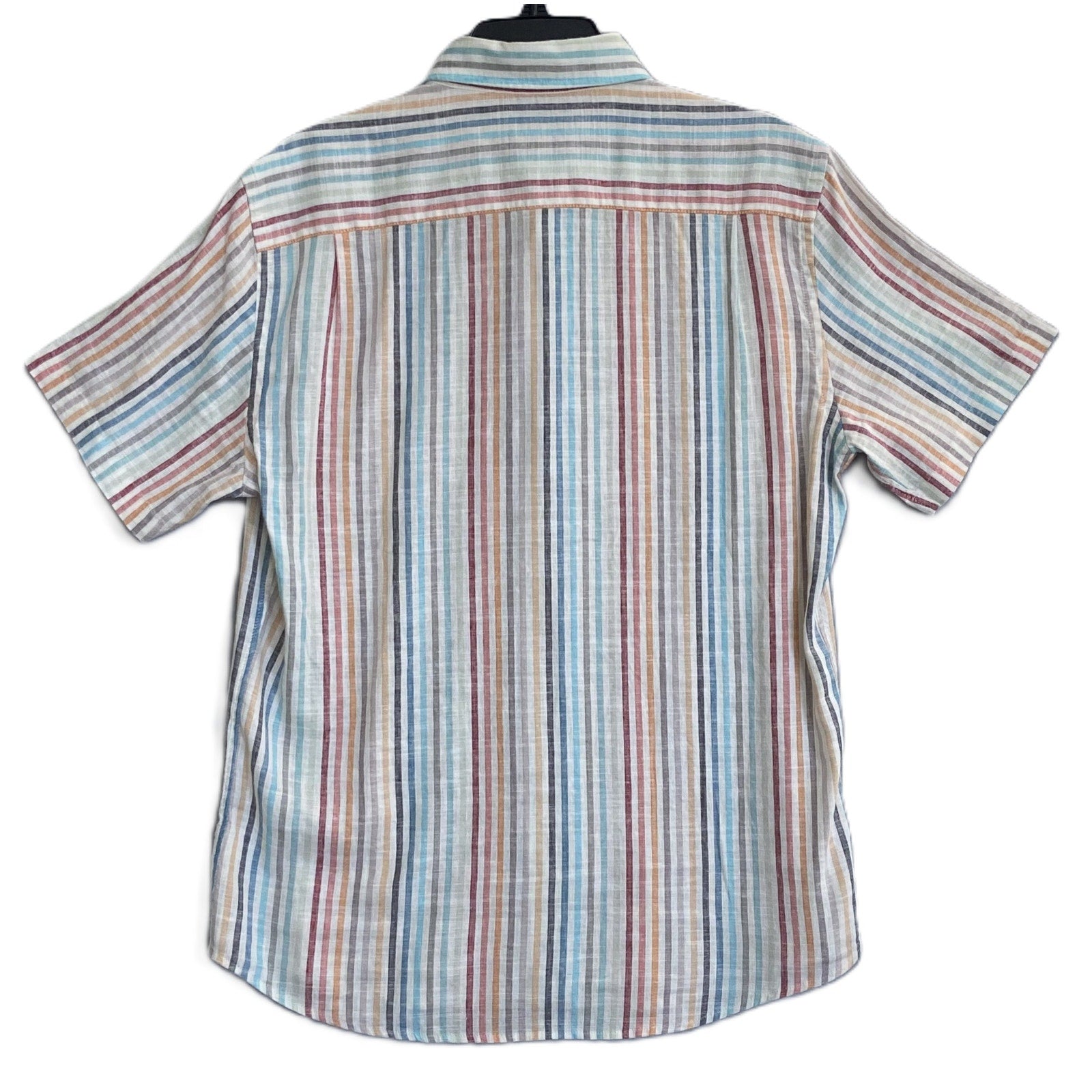 Faherty Shirt Men's Medium Breeze Shirt Short Slv Linen Multicolor Stripe