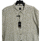 Boss Shirt Men's 3XL Big & Tall Short Slv Stretch Linen Shirt Green Floral