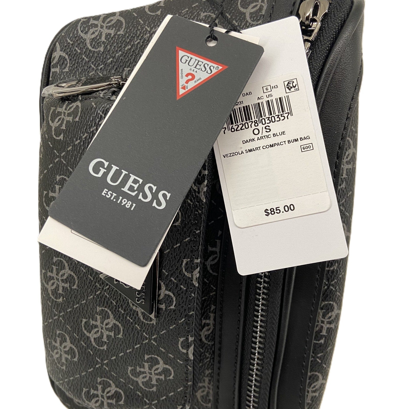Guess Bag Vezzola Smart Compact Bum Bag Adjustable Belt Dark Artic Blue NEW