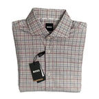 Boss Dress Shirt Men's Small 15-32/33 Sharp Fit Stretch Red & Black Plaid