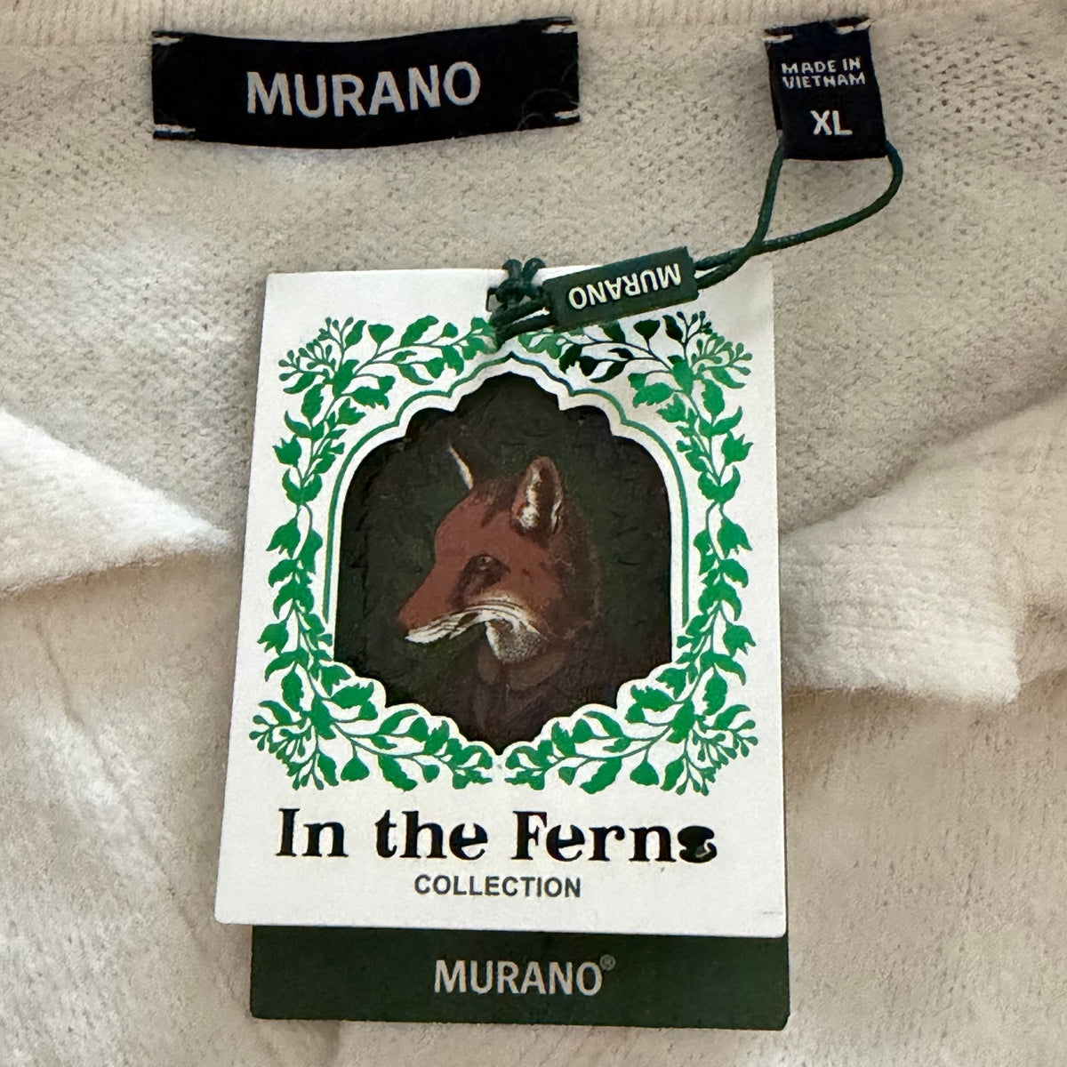 Murano Sweater Men's XL In the Ferns Collection Fuzzy Johnny Sweater Ecru