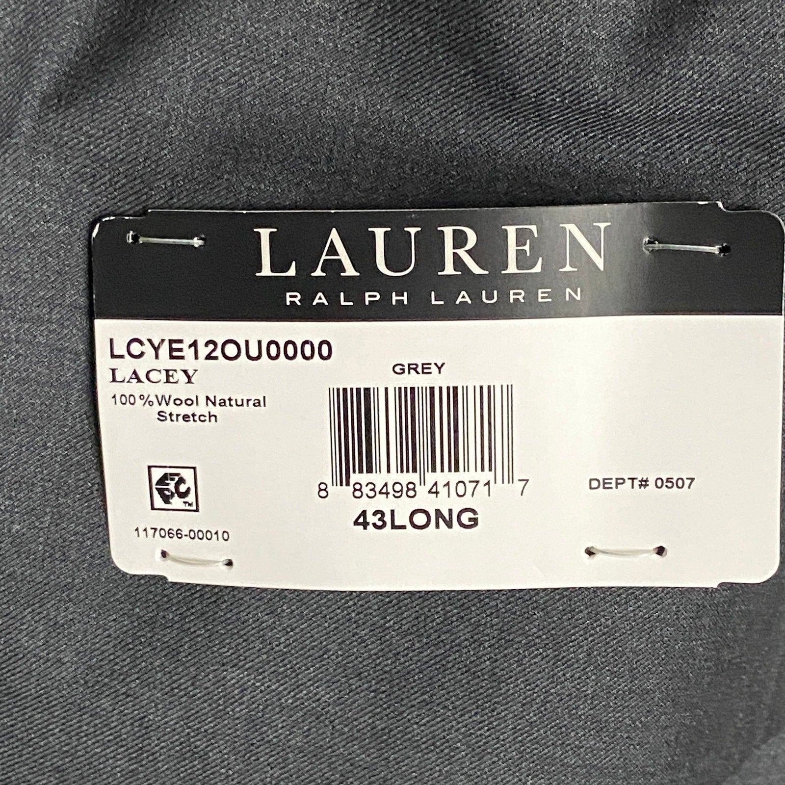 Lauren Ralph Lauren Men's 43L Ultraflex Classic Fit Wool Suit jacket Grey