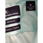 Hart Schaffner Marx Shirt Men's Medium Short Slv Comfort Stretch Cotton Blue