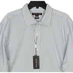 Michael Kors Dress Shirt Men's 2XL Slim Fit Long Sleeve Blue Pinstripe