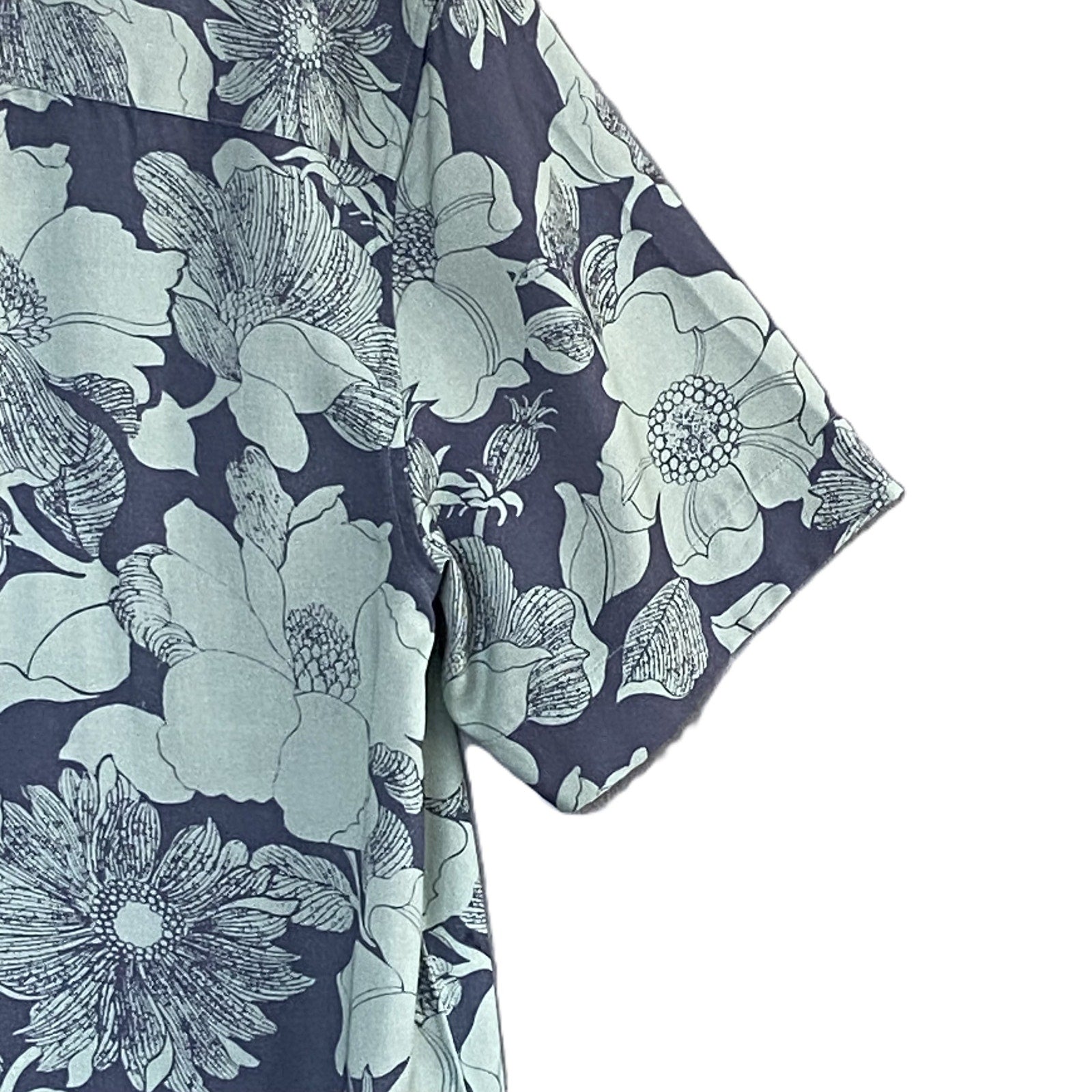 Bugatchi Shirt Men's Small Classic Fit Camp Collar Short Sleeve Mint Floral