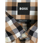 Boss Men's XL Regular Fit Long Sleeve Button-Down Shirt Gingham Print