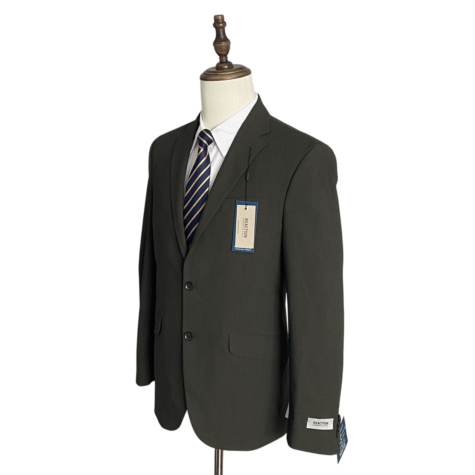 Kenneth Cole Suit Jacket Men's 38 Regular Reaction Flex Fabric Dark Grey NEW