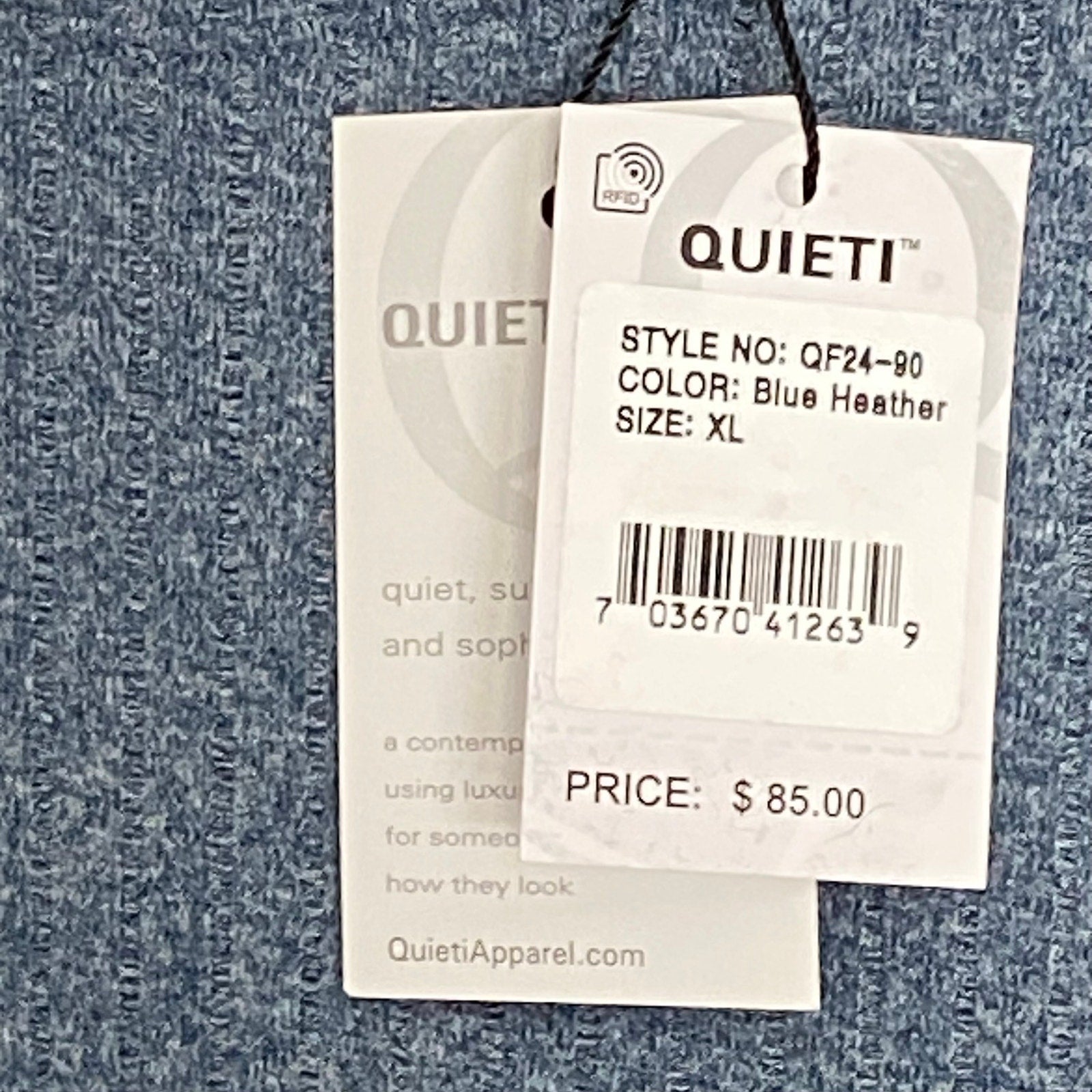 Quieti Long Sleeve T-Shirt Men's XL Crew Neck Stretch Fabric Blue Heather