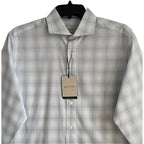 Bugatchi Dress Shirt Men's Small Long Sleeve Button-Up Blue Gray Window Pane