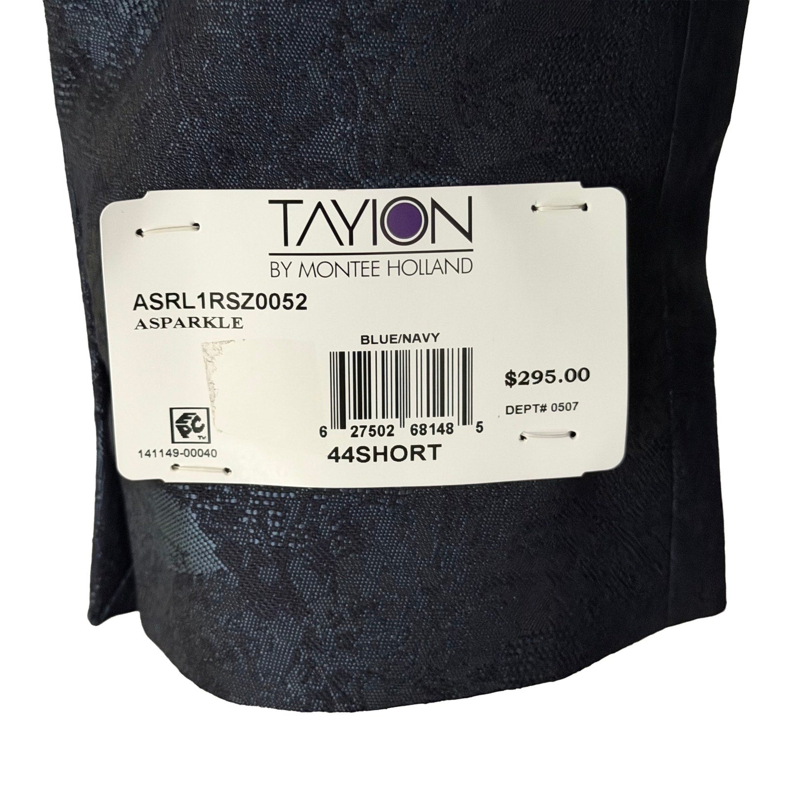 Tayion Sport Coat Men's 44 Short Double-Breasted Jacquard Blue Navy