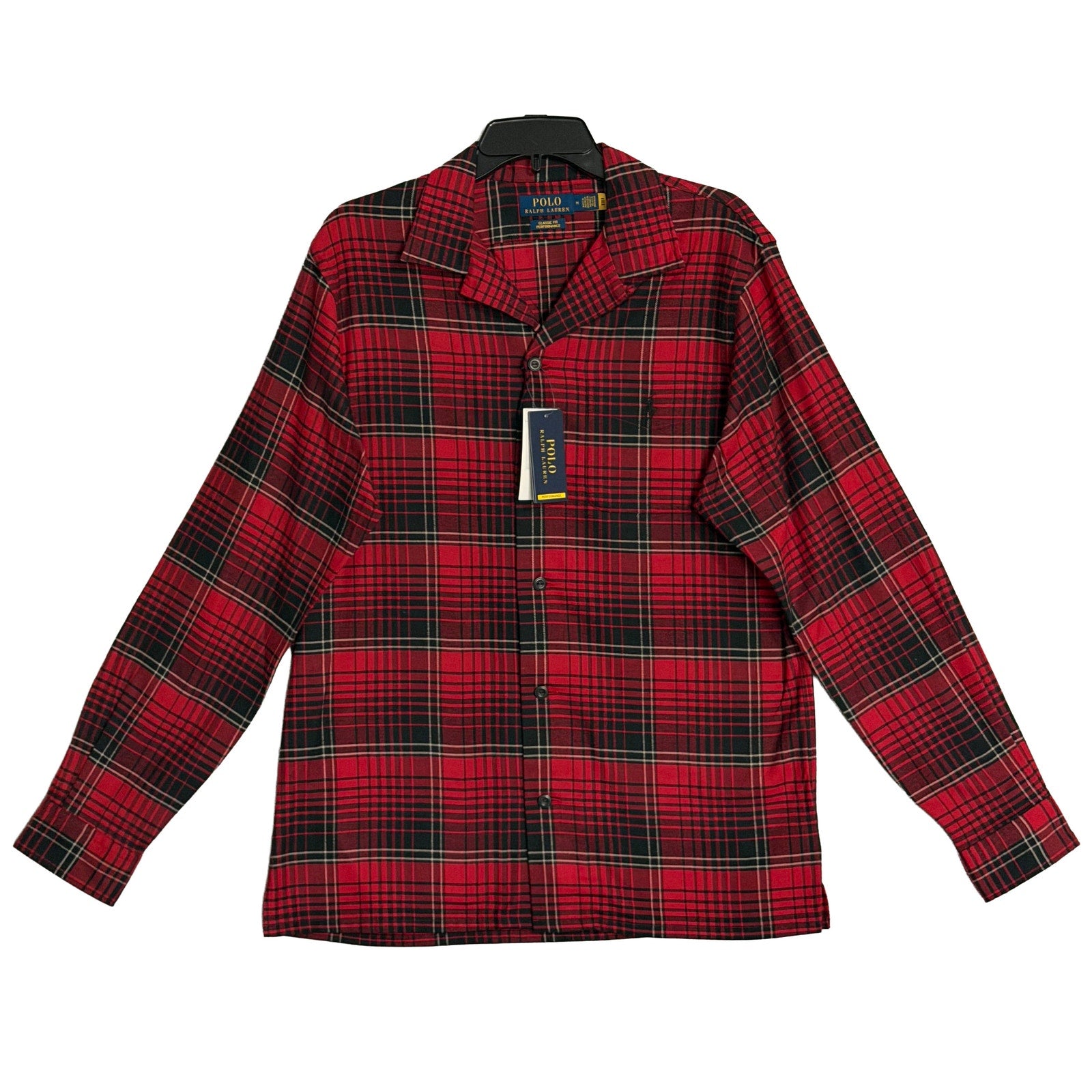 Polo Ralph Lauren Men's Medium Performance Camp Shirt Classic Fit Red Black