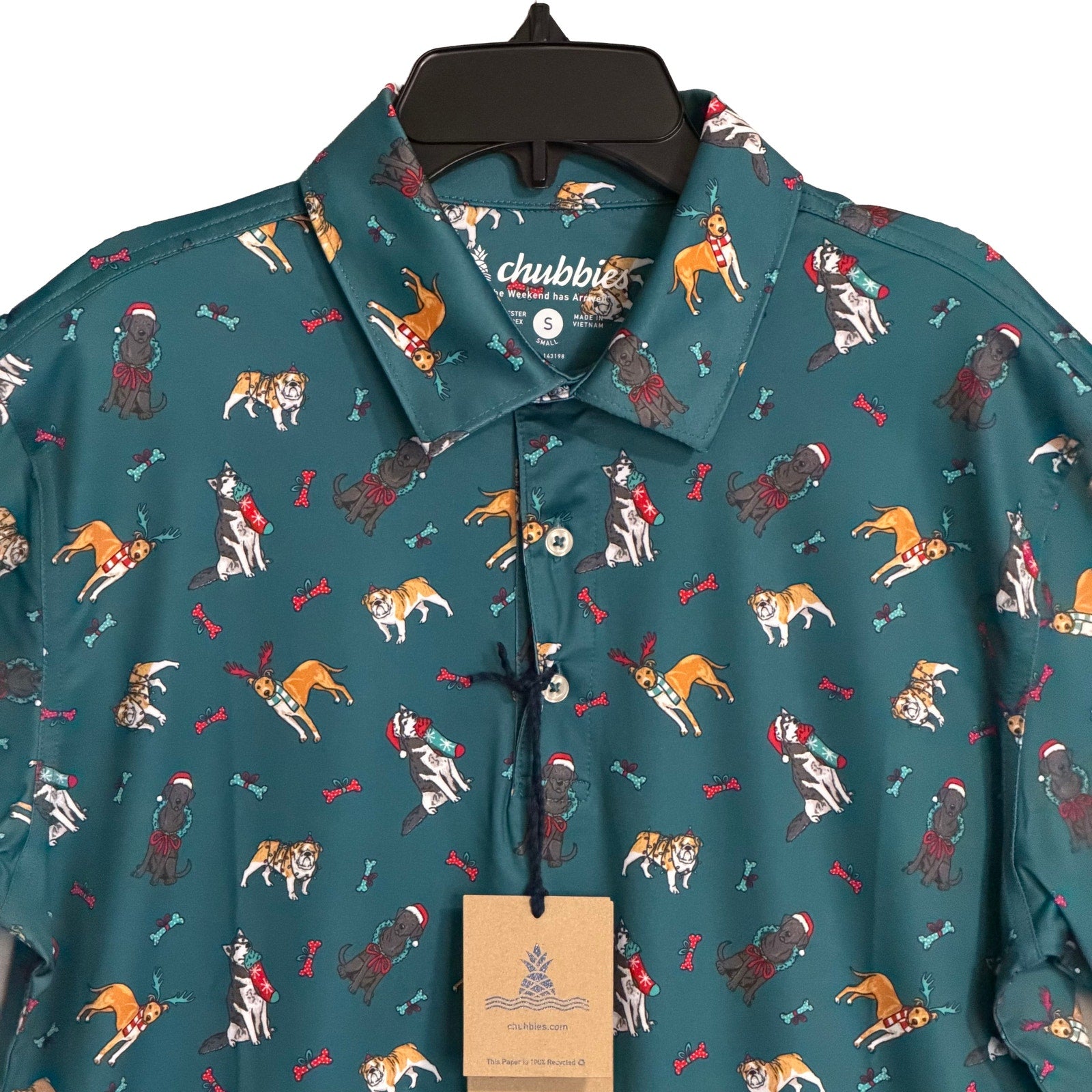 Chubbies Polo Shirt Men's Small "That's the Spirit" Short Sleeve Green
