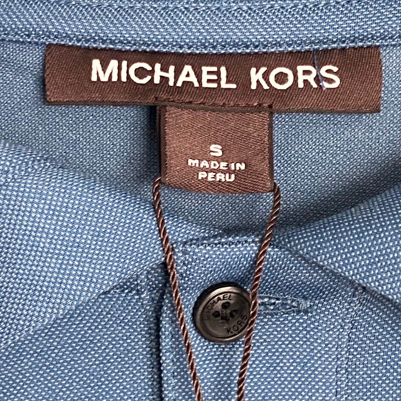 Michael Kors Polo Hoodie Shirt Men's Small Pima Cotton Stretch Ocean Blue