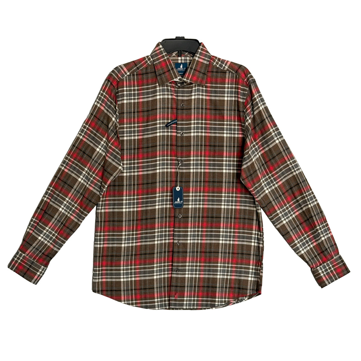 Johnnie-O Langston Shirt Men's Medium Long Sleeve Stretch Button-Down Coffee